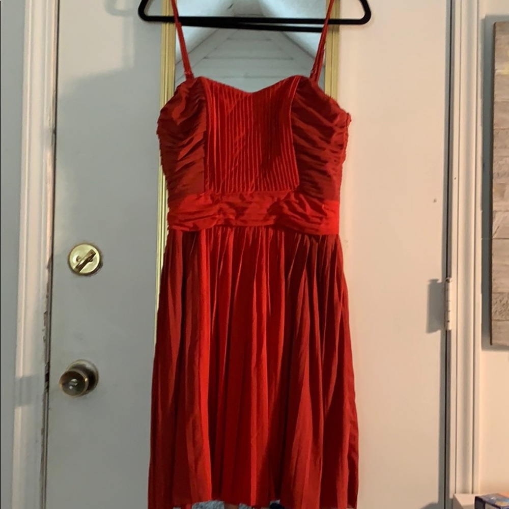 Crimson Pleated Dress